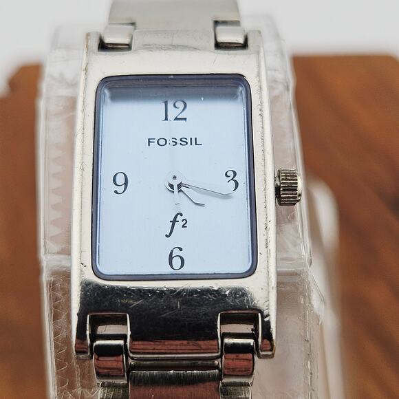 Fossil Silver Tone Rectangle Dial Watch Bracelet Link Band ES-8999 Casual Daily - Picture 2 of 8